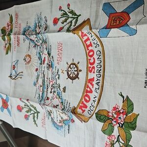 Nova Scotia Ocean Playground Scene Pur Linen Tea Towel